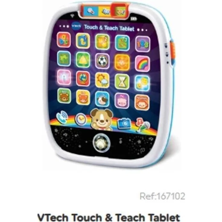 VTech Touch & Teach Tablet DK (950-602932), interaktives Lernspielzeug mit 25 App-Tasten, drei Spielmodi und virtueller Fotofunktion