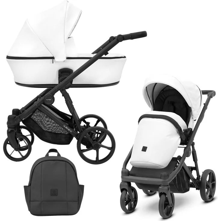 Kunert Arizo 2in1 Kinderwagen, Umweltfreundliches Öko-Leder in Weiß, Komfortabel und vielseitig