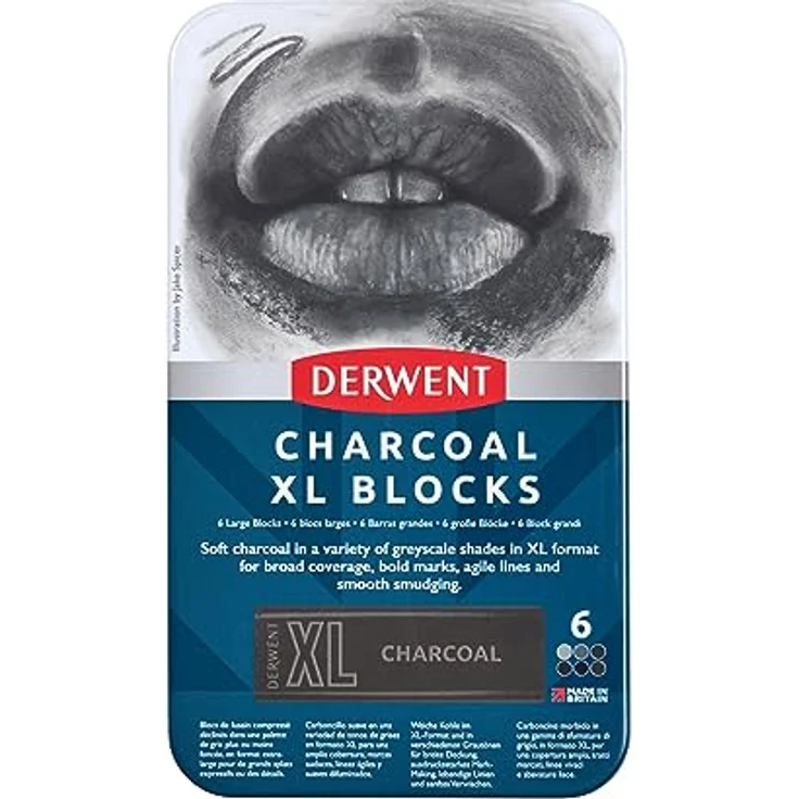 Derwent D: Holzkohle XL-Dose, 6 Stück – Bild 3