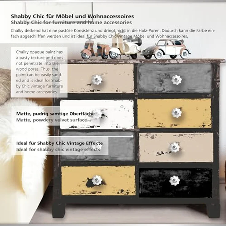 Viva Decor Chalky deckend Klassisch, 5er-Set Malfarben für Porzellan, Glas und Terrakotta – Bild 5