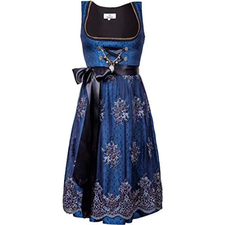 Edelnice Dirndl Josepha, Dirndlkleid in Midi Länge mit Perlen und Pailetten, bordeaux – Bild 2