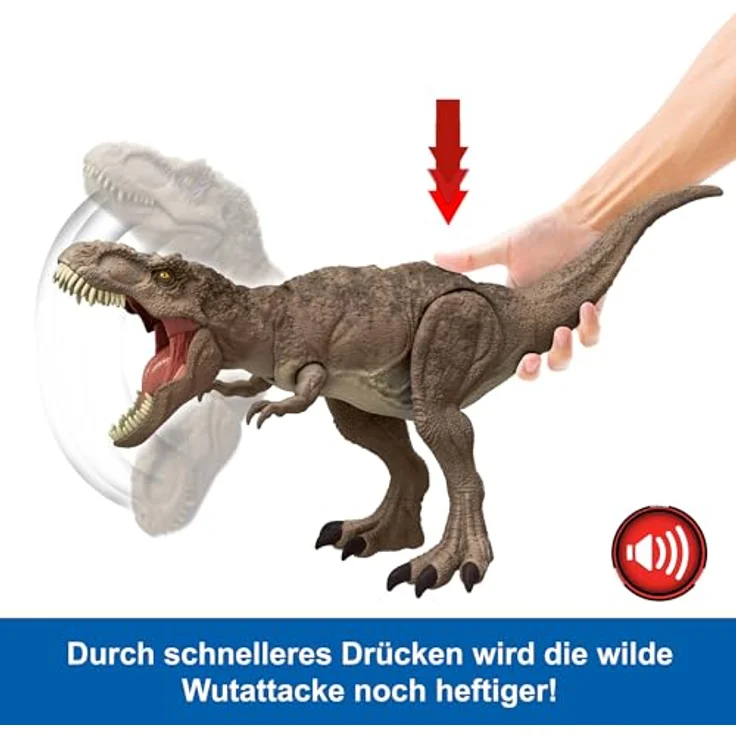 Mattel® Actionfigur Jurassic World All-Out Attack Tyrannosaurus Rex, mit Beißbewegung und Brüllgeräuschen, grün – Bild 4