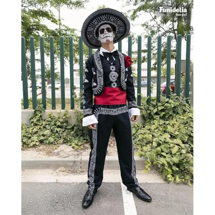 Funidelia Mariachi Kostüm für Herren, Dia de los Muertos Catrina Outfit in Schwarz, Größe 3XL für Halloween und Karneval – Bild 4