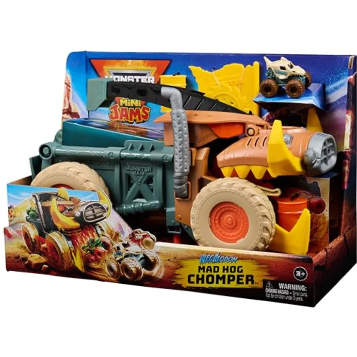 Spin Master Monster Jam Mini Warthog Playset mit Mad Hog Chomper und Megalodon Truck im Maßstab 1:87, geeignet für Kinder ab 3 Jahren – Bild 10