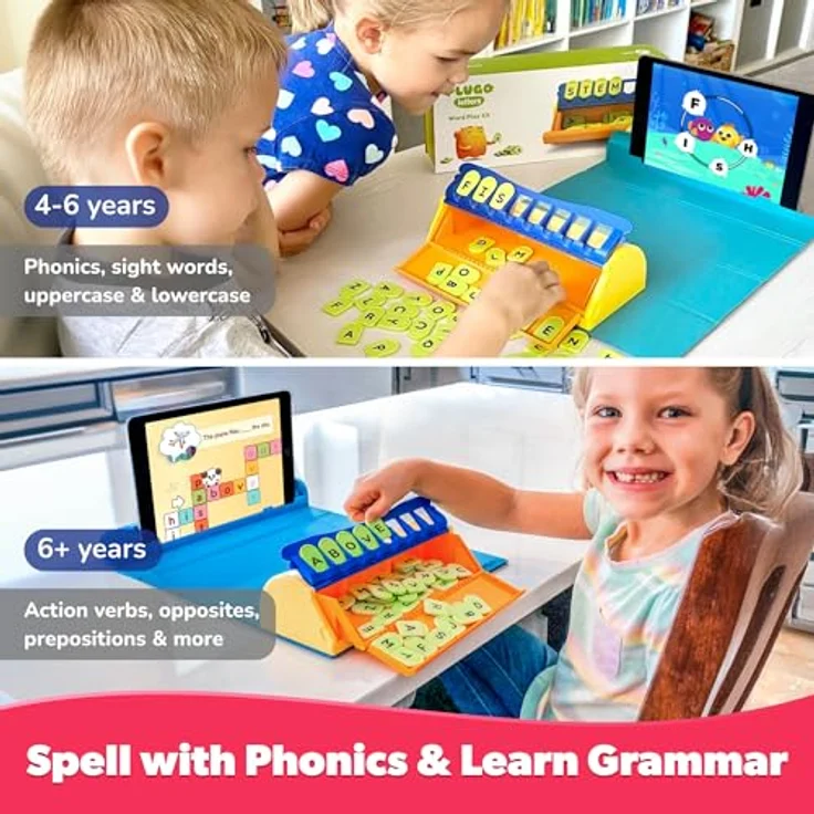 PlayShifu Plugo Letters, Lernspiel zur Rechtschreibung für Kinder (Alter 4-10 Jahre), Sprachförderung ohne Elektronik – Bild 3