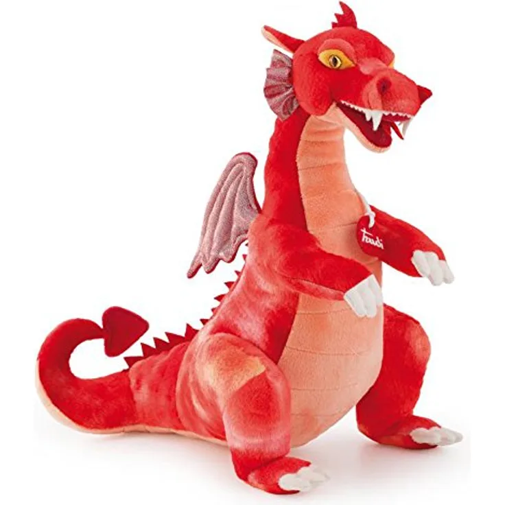 Trudi 18002 Plüsch Drache Rot, hochwertiges Kuscheltier 32x37x18 cm, Größe M, waschbar, aus weichen Materialien, für Kinder