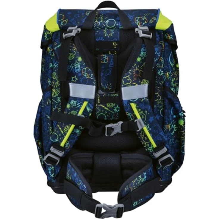 DerDieDas Schulranzen Set 5-TLG. ErgoFlex Light Neon Crazy, leichtes Eigengewicht von 800g, ergonomisch mit abnehmbaren Hüftgurten – Bild 3