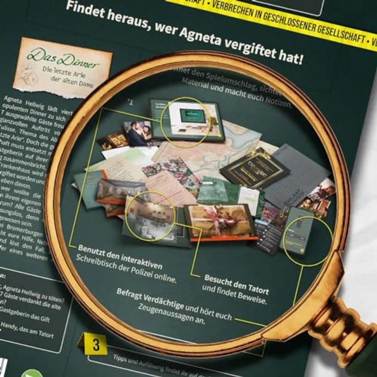 MAGNIFICUM Krimispiel: Das Dinner - Die letzte Arie der Alten Dame, Detektivspiel, Escape Room Spiel ab 14 Jahre, Realitätsnahes Krimispiel für zu Hause, von echten Kriminologen getestet – Bild 3
