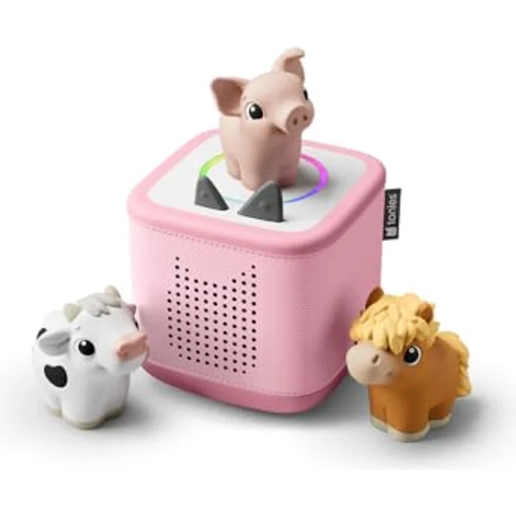 tonies® Starter Set Toniebox 2 – Rosa, Interaktiver Audioplayer mit Nachtlicht & Wecker, inkl. My First Bauernhof Hörfigur, Ab 1 Jahr – Bild 1