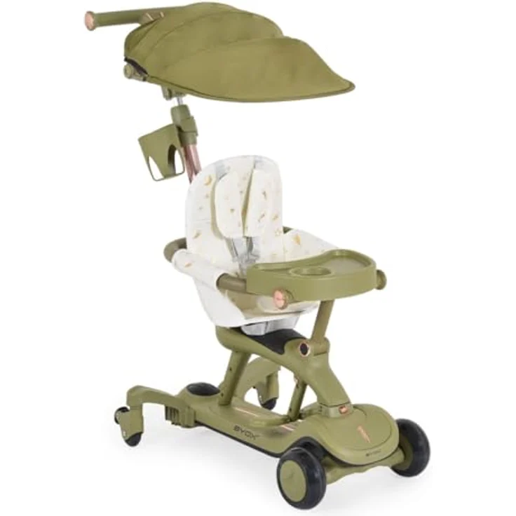 Byox Kinderroller Cornet 6 in 1, Multifunktionsroller mit Musik, höhenverstellbarem Sitz und Schiebestange, grün – Bild 2