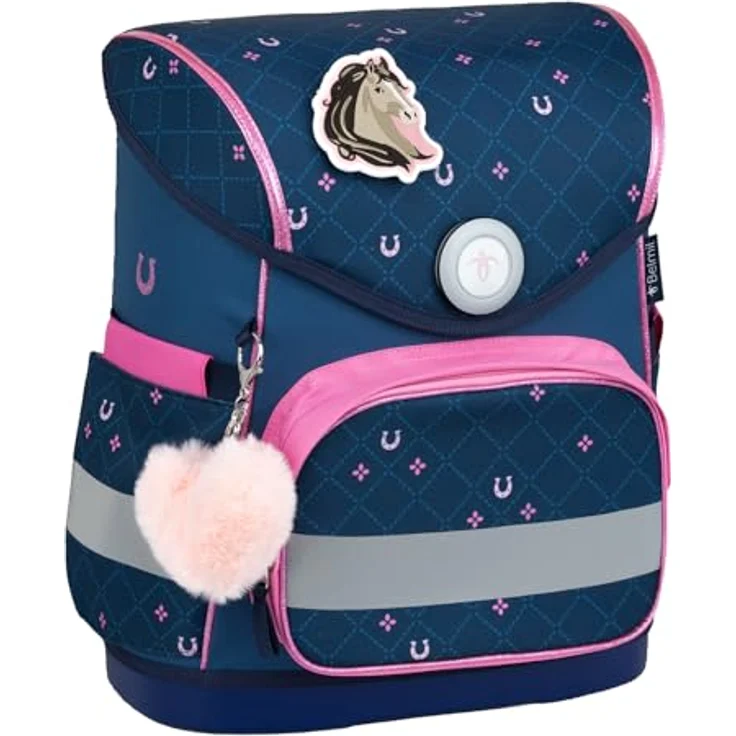 Belmil Compact mit Patches Schulranzen Set 5-teilig, 19 L Volumen, mit Brustgurt, für DIN A4, (405-41/AG/B/S) (Meet Your Horses) – Bild 3