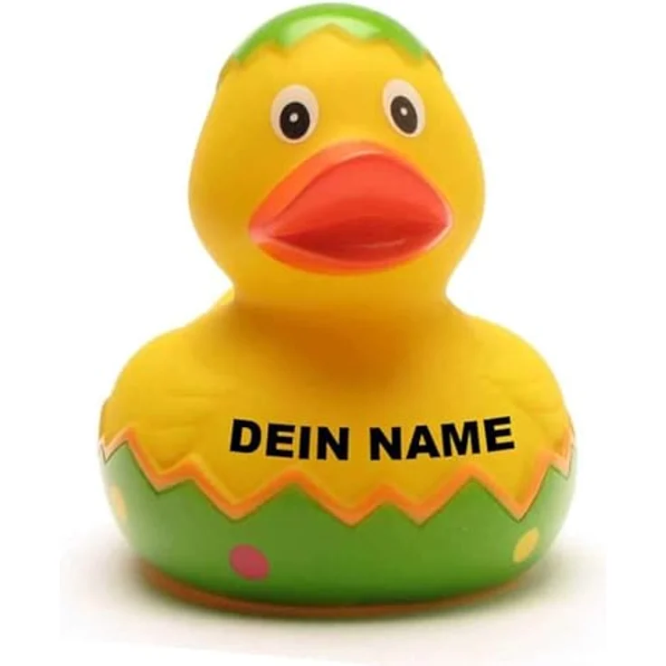 Duckshop Badeente - personalisierbar (Osterei Ente) mit eigenem Wunschtext, 8 cm, Vinyl – Bild 1