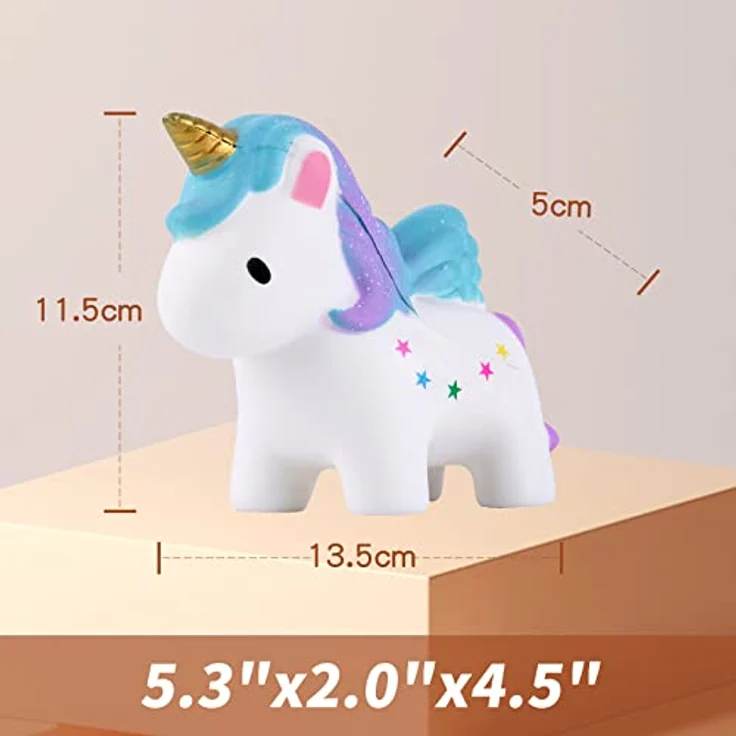 ANBOOR Squishies Einhorn Pegasus mit Flügel, Antistress Spielzeug aus umweltfreundlichem PU-Schaum, Bunt, 13,5 x 5 x 11,5 cm – Bild 2