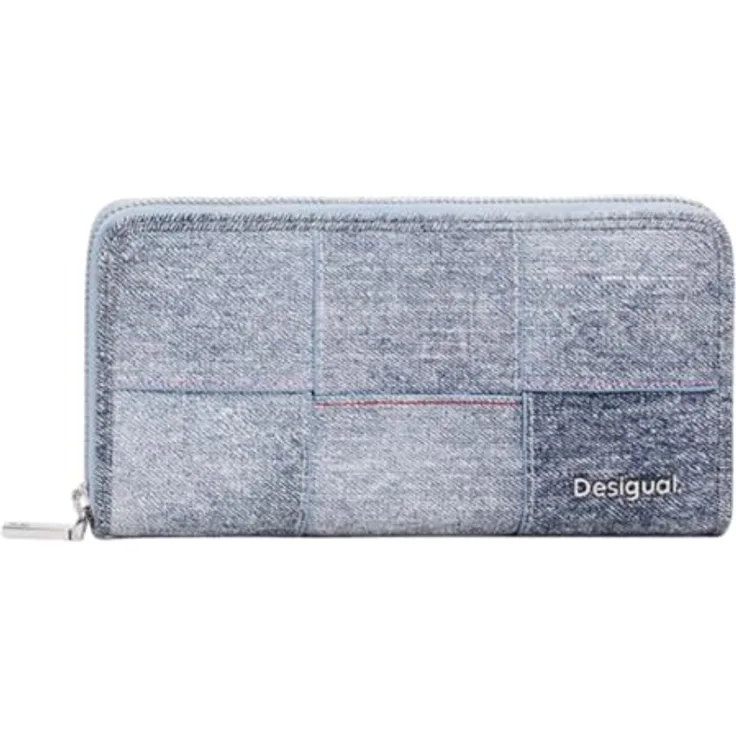 Desigual Geldbörse Denim Fiona Long Wallet, gewebtes Design in Denim Raw mit 12 Kartenfächern und 2 Geldscheinfächern