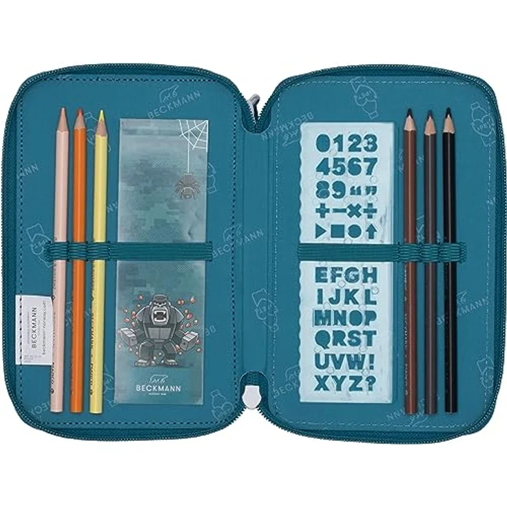 BECKMANN, 3-fächrige Federmappe Jungle Game, mit Inhalt, Mäppchen Federtasche, Grundschule, 1. Klasse, Green – Bild 4