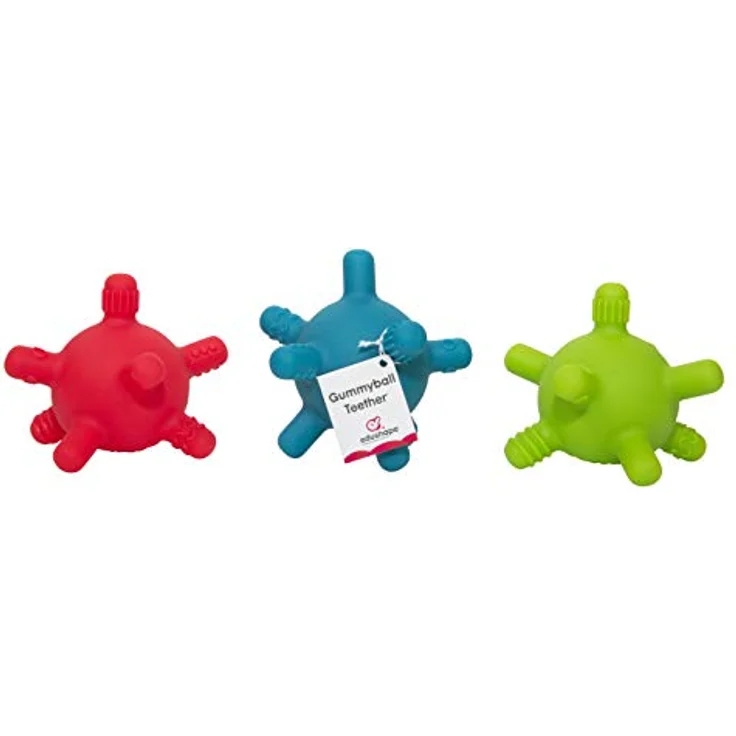 Edushape ED 862121 B, Beißbälle für Babys, 3 Stück aus flexiblem Material mit Noppen in lebendigen Farben – Bild 3