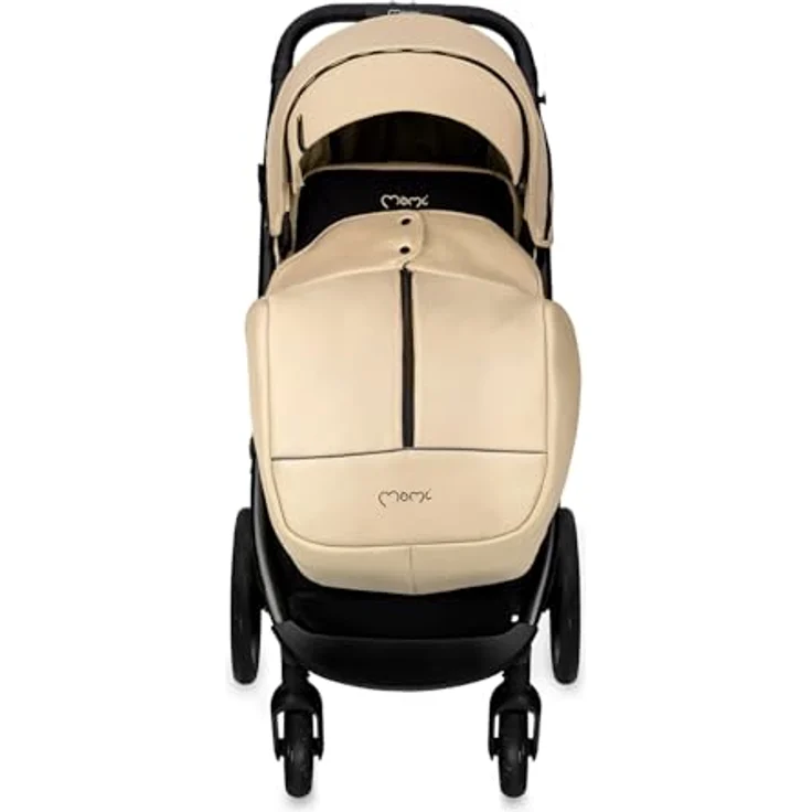 MoMi MIYA EVA Buggy, Kinderwagen mit Einhand-Faltung, XL-Rädern, 4-Rad-Federung, Beige, Zubehörset – Bild 15