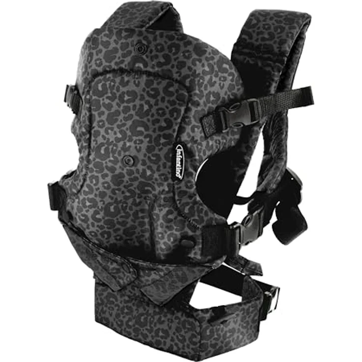 Infantino BKids Babytrage Flip Advanced - Leopard Black Print, 4-in-1 Bauchtrage Rückentrage für Babys von 3,6 - 14,5 kg, ergonomisch und pflegeleicht – Bild 9