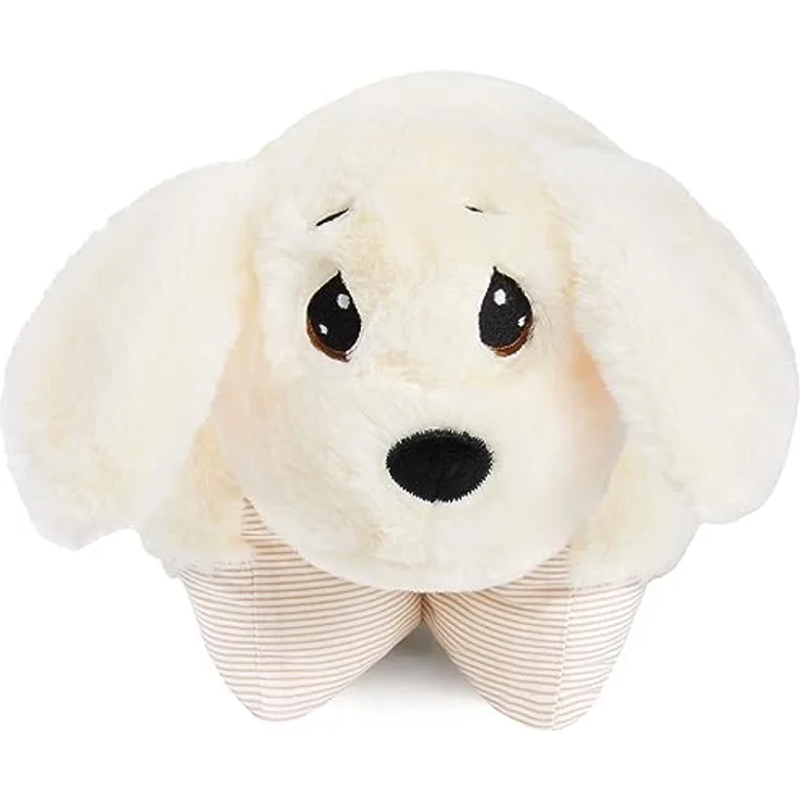 BRUBAKER Kuscheltier Kuscheltierkissen Hund - 2 in 1 Plüschtier und Kuschelkissen (40 x 30 cm, Tierkissen Hundekissen Stofftier), Kuschelhund - aufklappbares Plüschkissen mit Klettverschluss, Braun – Bild 2