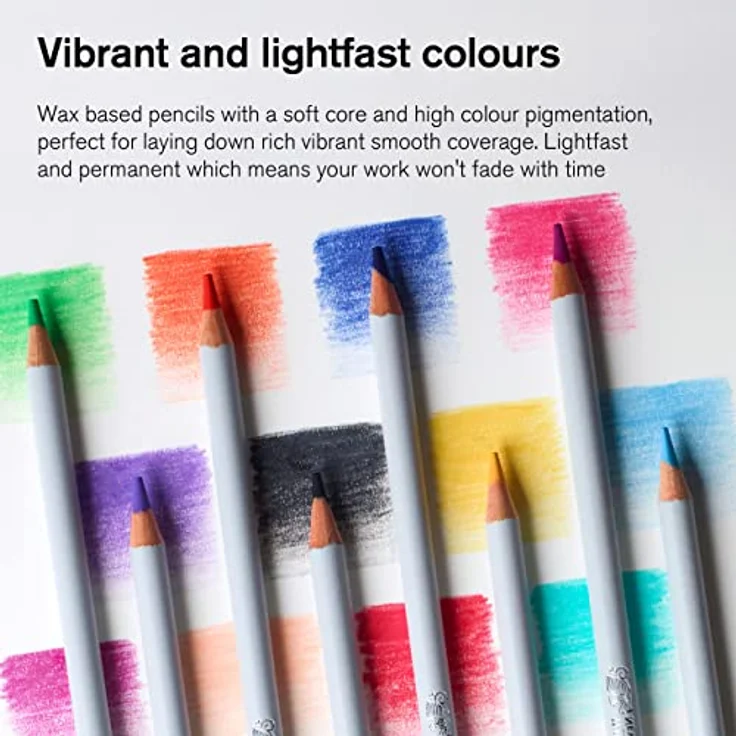Winsor & Newton 490014 Präzisions Künstlerfarbstifte Set, 48 lebendige Farben, hochwertige Pigmente, bruchsicher, wisch- und wasserfest – Bild 5
