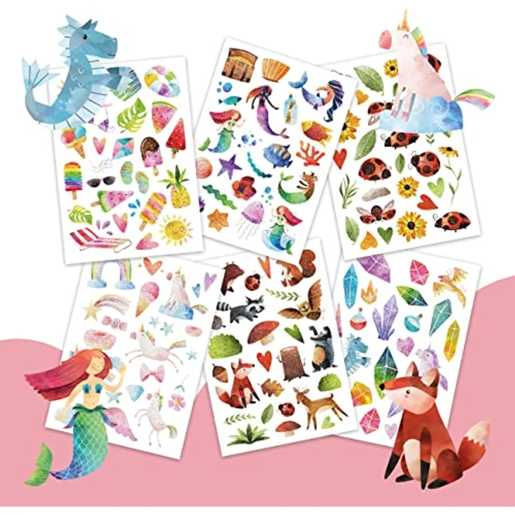 Papierdrachen 100 Metallic-Tattoos für Kinder, hautfreundliche Beach Vibes, 6 Bögen in Silber, hergestellt in Deutschland – Bild 5