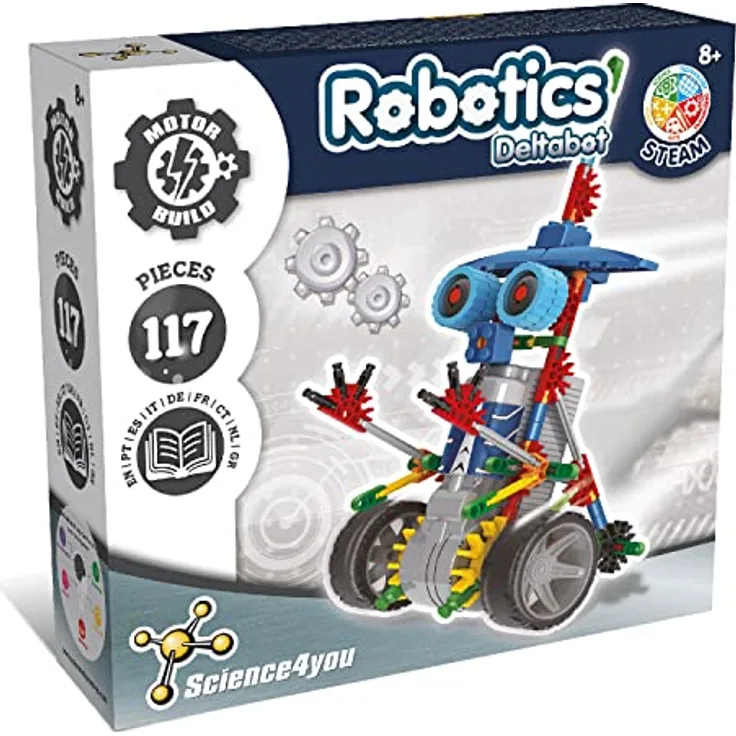 Science4you Robotik Deltabot, Roboter Bausatz mit 117 Teilen, elektronisches Lernspielzeug für Kinder ab 8 Jahren, mit beweglichem Motor