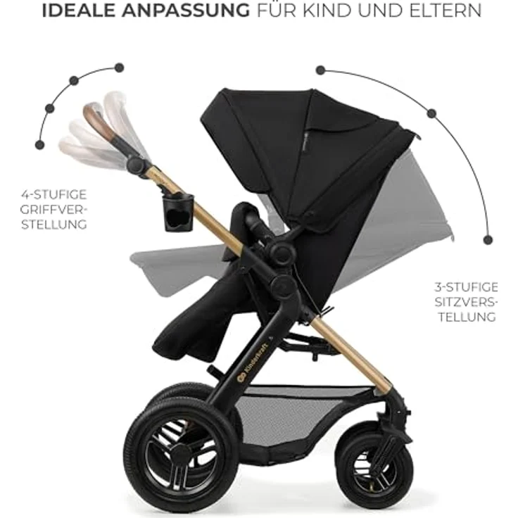 KinderKraft Moov 2 Air, 4-in-1 Kinderwagen mit umwandelbarem Sitz, aufblasbaren Rädern und Zubehörset – Bild 14