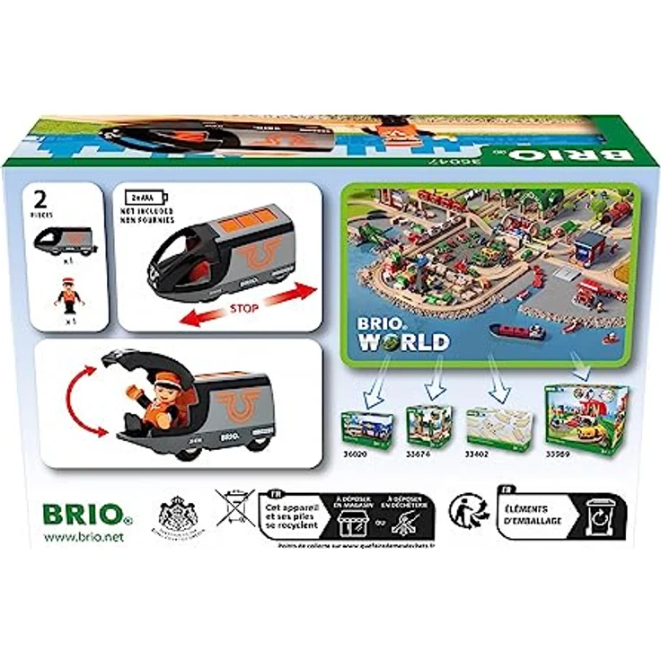 BRIO® Spielzeug-Eisenbahn BRIO® WORLD, Batteriebetriebener orange-schwarzer Reisezug mit Steuerung auf dem Dach – Bild 6