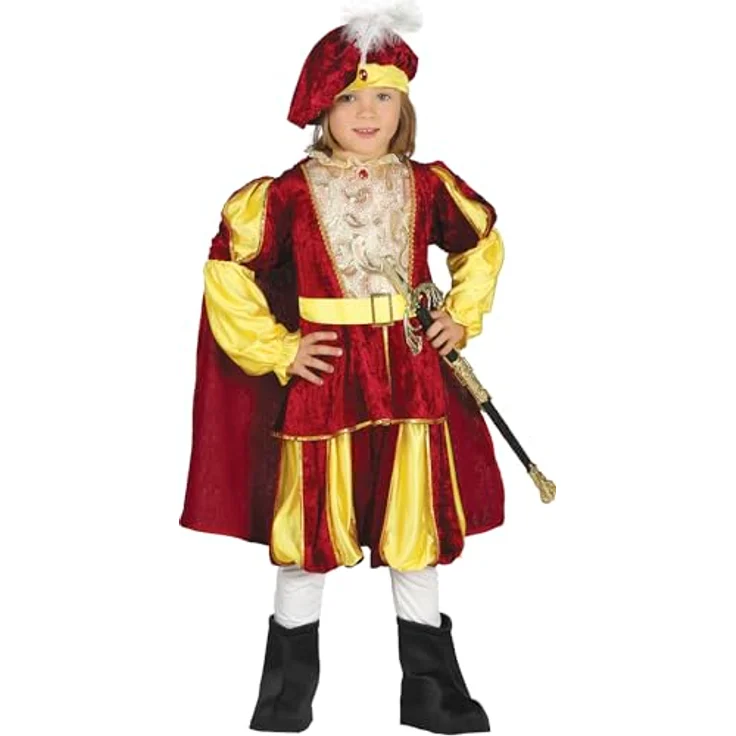 Guirca- Kostüm für Kinder 5/6 Jahre, Farbe Gelb und Rot, 5-6 (110-115 cm), 87558 – Bild 2