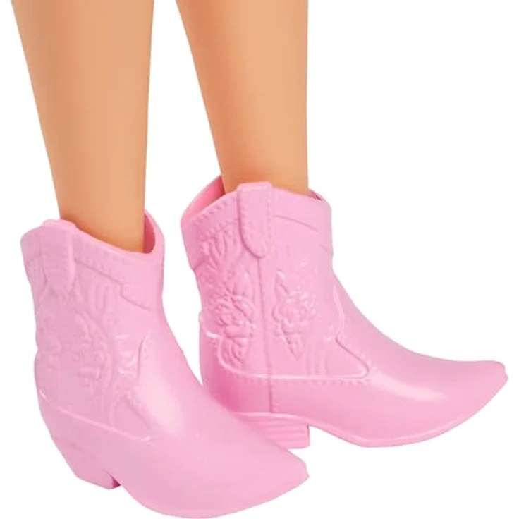 Barbie Anziehpuppe Fashionistas, Nr. 231 mit Denim-Schmetterlingskleid und violettem Haar – Bild 5