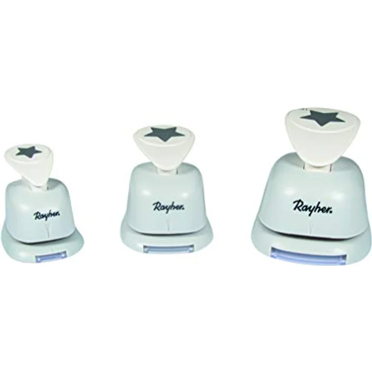 Rayher 69182000 Motivstanzer-Set Sterne, , Set 3 Stück, Motivgrößen 1.6 x 2.54 x 3.81 cm, geeignet für Papier/Karton bis 200g/m2 – Bild 1
