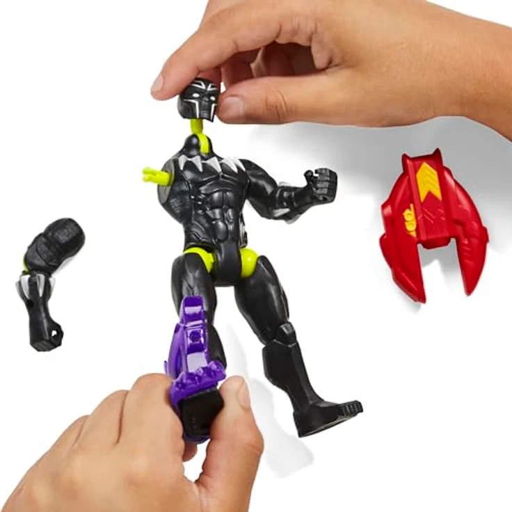 AVENGERS MixMashers Marvel Black Panther Mix-and-Match Action-Figur mit Powerkick-Teil und Iron Man Repulsor, lilafarben – Bild 4