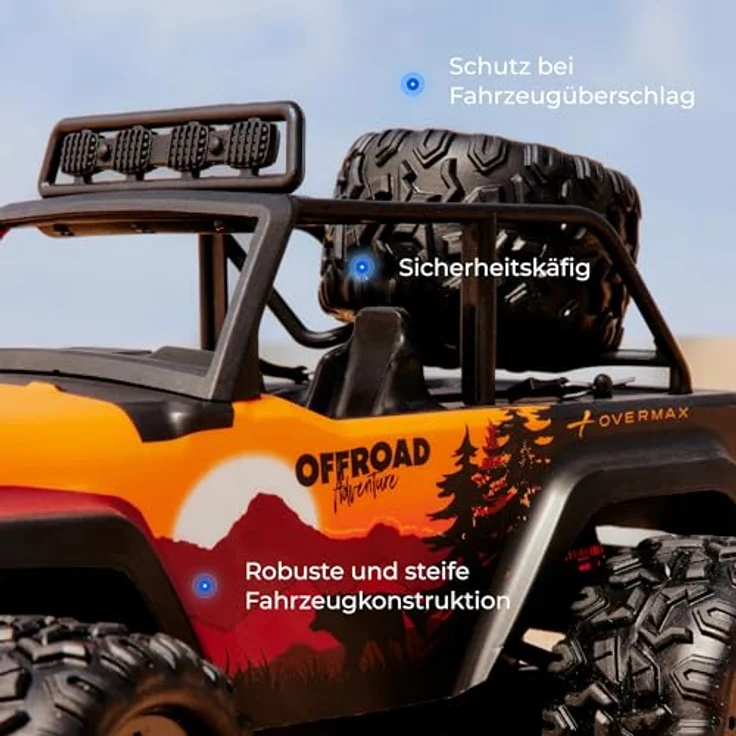 Overmax X-Quail RC Auto 4x4 Offroad Crawler 1:18, LED-Beleuchtung, 2 Akkus, bis zu 25 km/h, Drift auf 2 Rädern – Bild 7