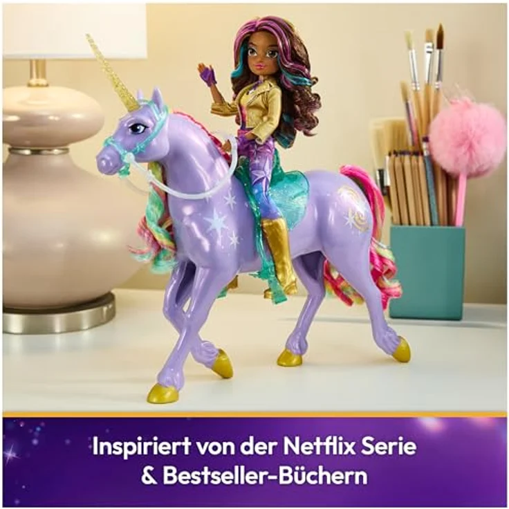 Amigo Spiel Freizeit GmbH Unicorn Academy Fashion Unicorn Wildstar, 28 cm Sammelfigur mit metallischen Light-Magic-Markierungen und abnehmbarem Zubehör – Bild 6