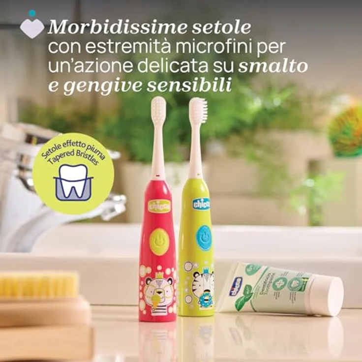 Chicco Elektrische Zahnbürste für Babys, Kabellose Zahnpflege mit weichem Vibrationskopf und sanften Borsten, geeignet für Kinder ab 3 Jahren, Tiger und Panda Design – Bild 4