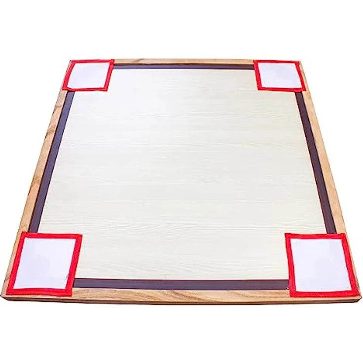 GICO Carrom Board Spiel Synco 66 mit komplettem Zubehör und Gleitpulver - 2966, Massiv-Hartholzrahmen, 4,3 kg, MDF Spielfläche – Bild 4