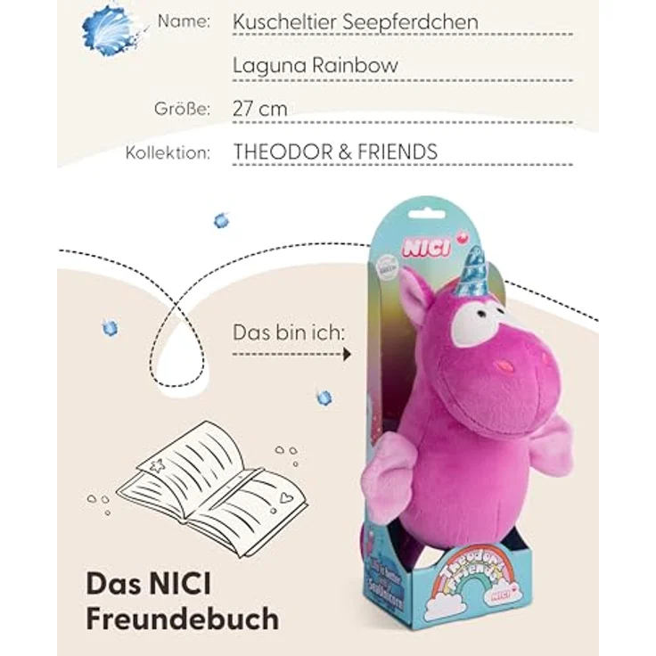 NICI Kuscheltier Seepferdchen Laguna Rainbow 45cm - Kuscheltier mit nachhaltigem Plüschfell, umweltfreundlich, Geschenk für Kinder - 49709 – Bild 5