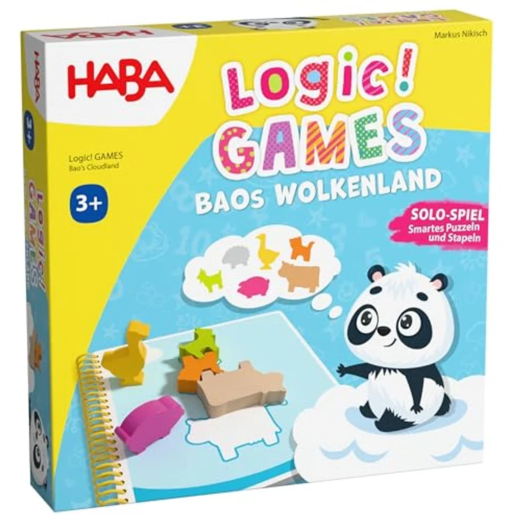 HABA Logic! Games – Baos Wolkenland – Legepuzzle & Stapelspiel mit 60 Aufgaben in verschiedenen Schwierigkeitsgraden, ab 3 Jahren – Bild 1
