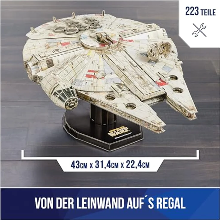 Spin Master 3D-Puzzle 4D Build - Star Wars Millennium Falcon Raumschiff, mit 223 Puzzleteilen – Bild 2