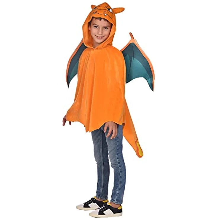 Amscan - Kinderkostüm Glurak, Plüsch-Cape mit Kapuze, Pokemon, Motto-Party, Karneval – Bild 3