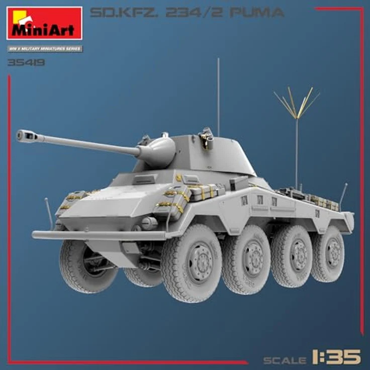Other 1:35 Sd.Kfz.234/2 Puma, Modellfahrzeug mit beweglichen Kettengliedern und 6 Varianten-Optionen – Bild 2