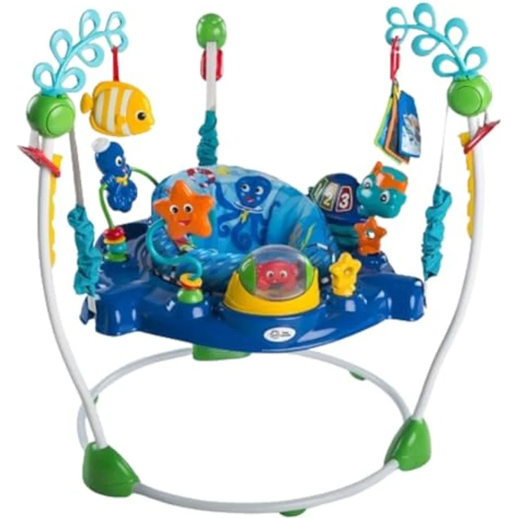 Baby Einstein, Neptune's Ocean Discovery Spring- und Spielcenter mit abnehmbare Spielzeuge, 360° drehba Hopser, Höhenverstellbar, Spricht 3 Sprachen, Babyspielzeug ab 6 Monaten – Bild 2