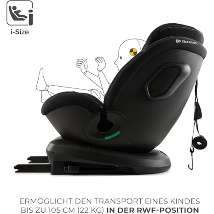 KinderKraft Xpedition 3, Reboarder Kindersitz nach ECE R129/i-Size, 360° Drehung, verstellbarer Sitzwinkel, erhöhter Seitenschutz, schwarz – Bild 3