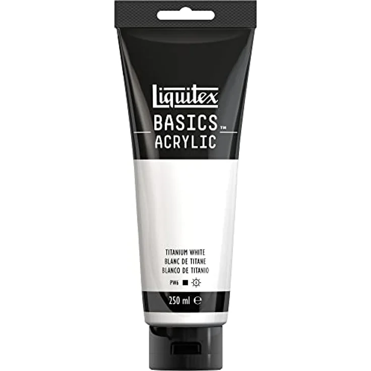 Liquitex Basics Acrylfarbe 250ml - Titanweiß, monopigmentierte Künstlerpigmente, lichtecht, mittlere Viskosität, seidenglänzender Finish, Archivqualität – Bild 1