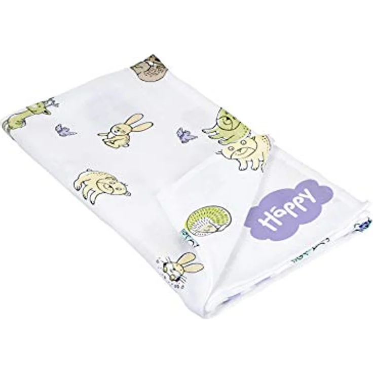 bella baby Happy Mulltücher 80 x 80 cm, Spucktücher für Baby 3 Stück, aus Baumwolle OEKO-TEX® Standard 100, weiß und bedruckt – Bild 4