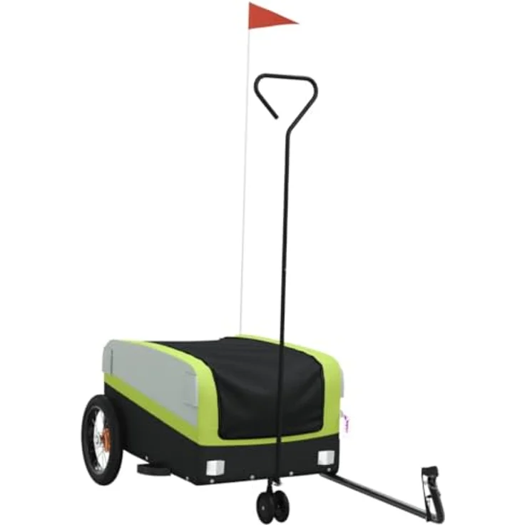vidaXL Fahrradlastenanhänger Fahrradanhänger Schwarz und Grün 30 kg Eisen, Robustes Material, Praktisches Design, Cleveres Design – Bild 2
