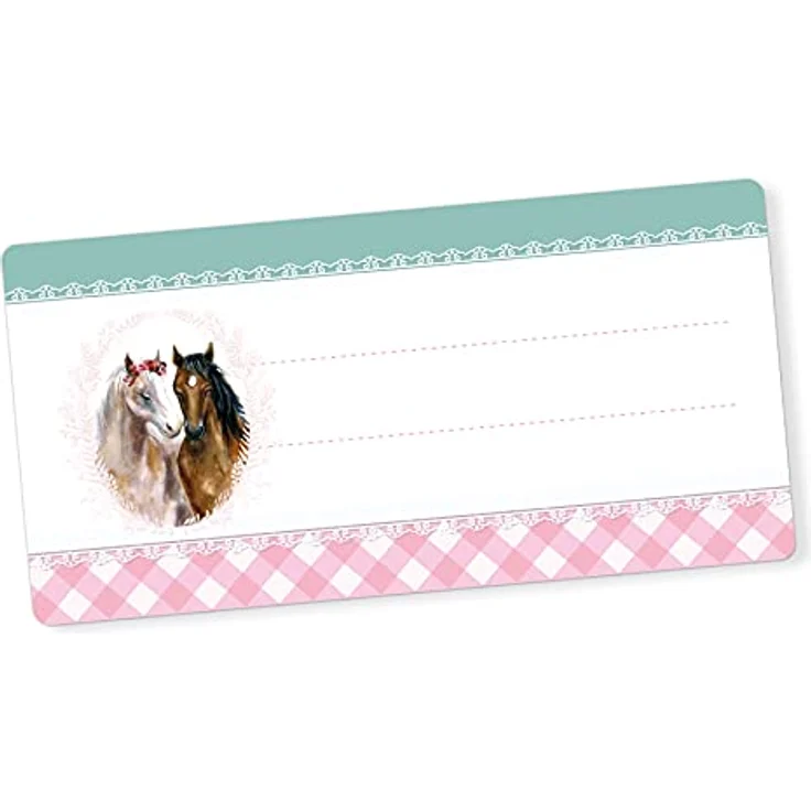 itenga 40x Buchetiketten Heftetiketten 9x4,5cm, selbstklebende Namensschild Aufkleber aus Haftpapier (Pferd) – Bild 1