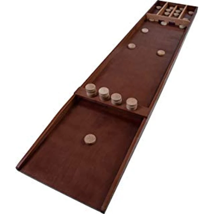 Engelhart Shuffleboard-Spiel deLuxe Ausgabe, strapazierfähiges Holz, klar lackierte Oberflächen, 30 Scheiben 200 x 41 cm – Bild 2
