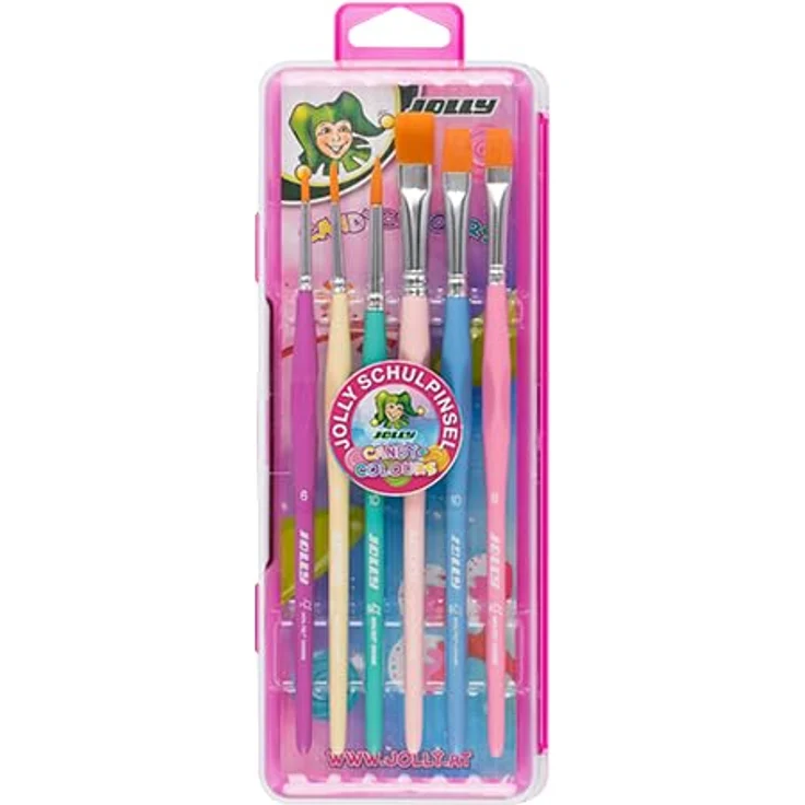 Jolly Dreikantpinsel Set Candy Colours, 6 Malpinsel mit Toray Haar, ergonomischer Dreikant Griff, Pastellfarben, für Deckfarben und Tempera – Bild 2
