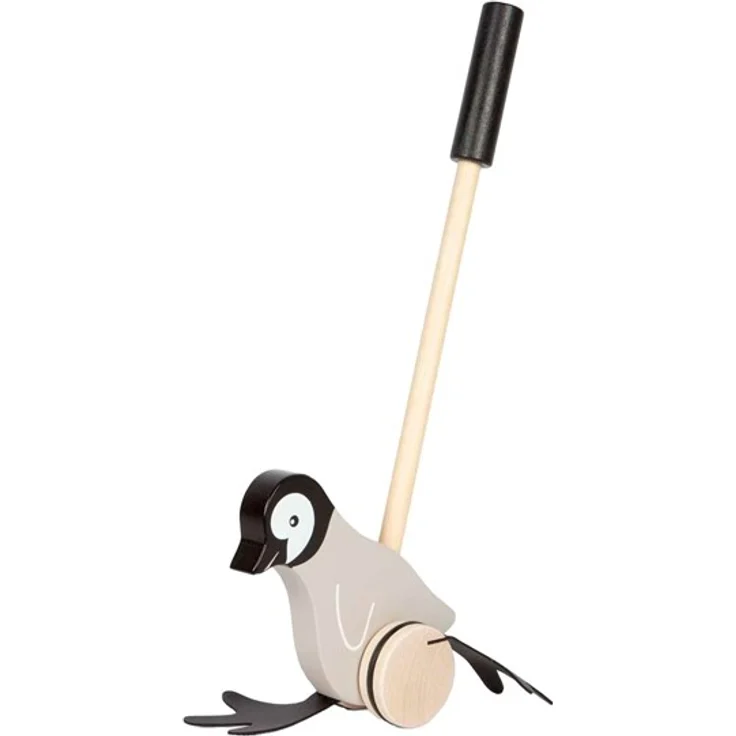 Small Foot - Wooden Push Figure Penguin, hochwertiges Babyspielzeug aus Holz